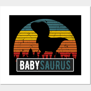 Babysaurus Child T-Rex Dinosaur Retro Baby Posters and Art